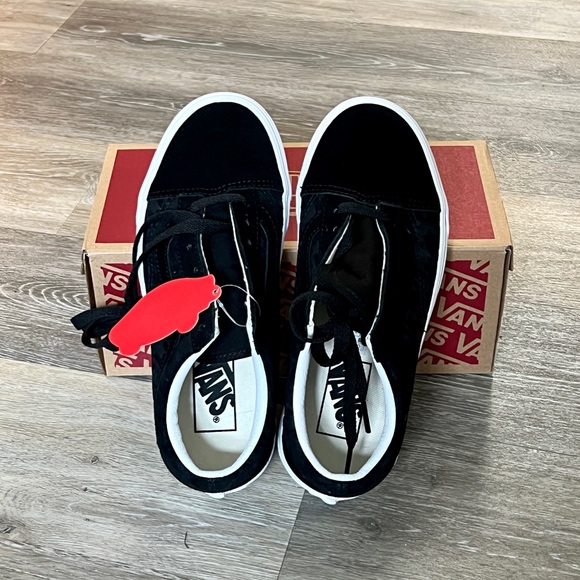 NIB VANS Womens Size 5.5 Old Skool Houndstooth Black Suede Skate Sneaker - Picture 4 of 5